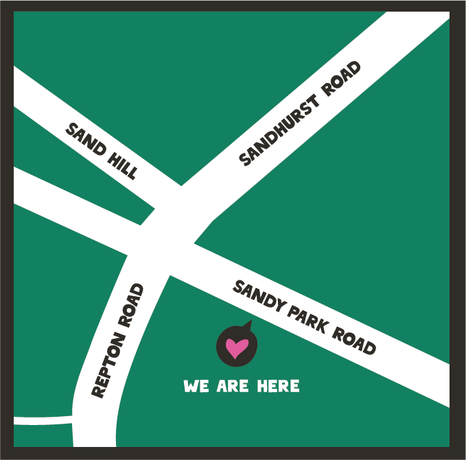This image shows a map of sandy park road with the location of the greengrocers shop marked.